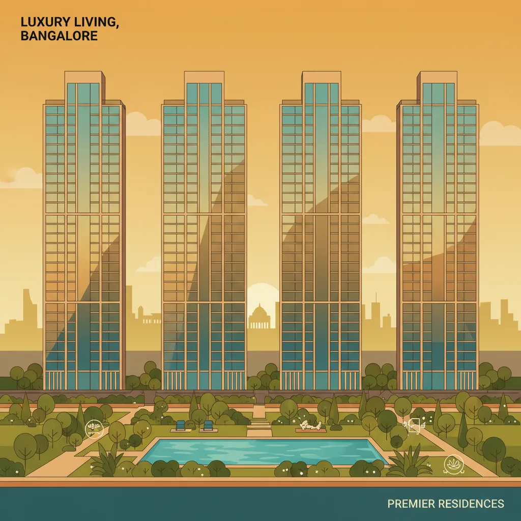 Modern luxury residential apartment towers in Bangalore with glass facades and landscaped gardens
