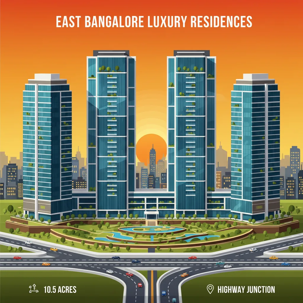 4 BHK Flats in Sattva Aangane - Modern luxury residential high-rise towers at sunset on landscaped estate