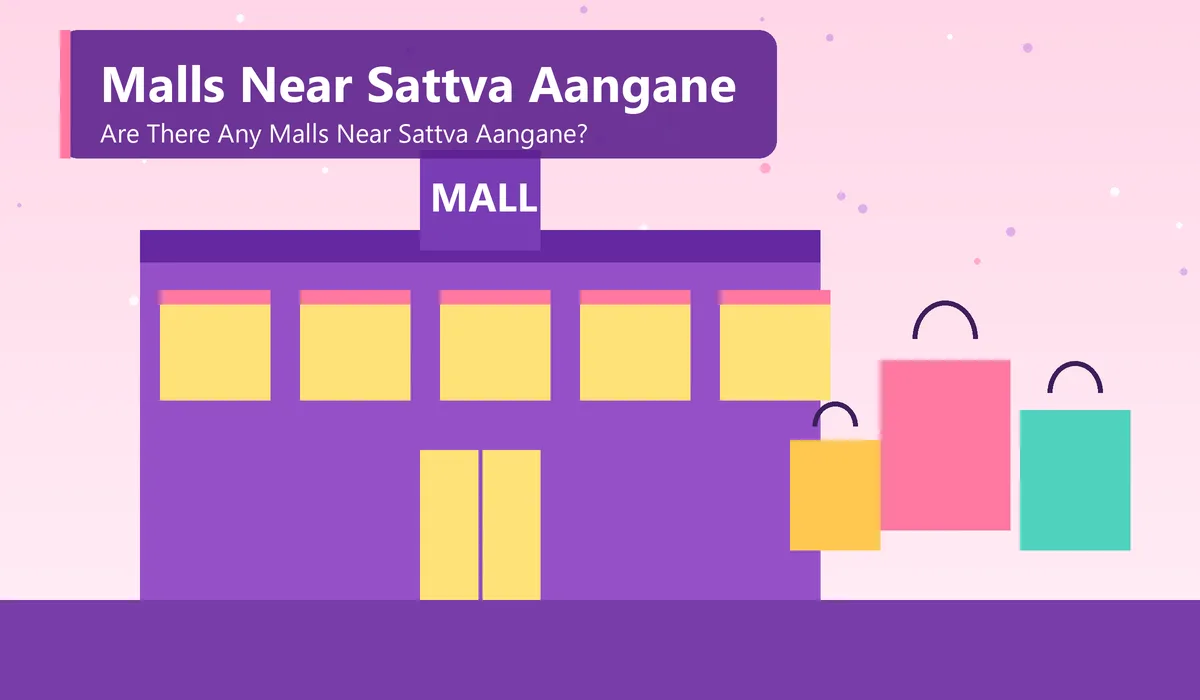 Are There Any Malls Near Sattva Aangane - illustration of a shopping mall with shopping bags