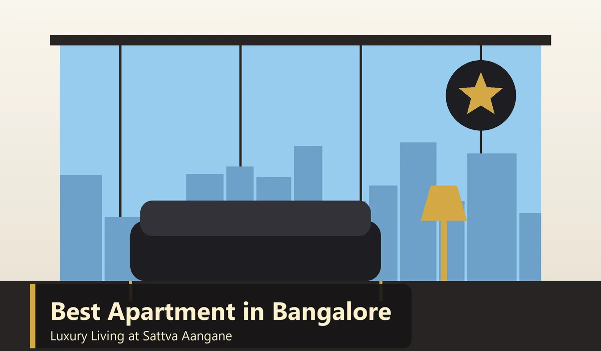 Best Apartment in Bangalore - illustration of a luxury penthouse apartment with a star rating badge