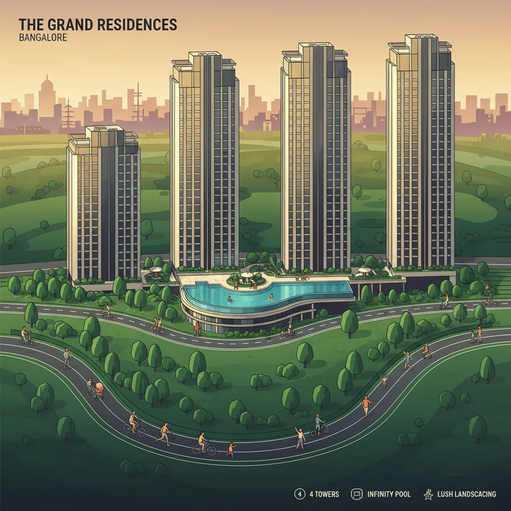 The Biggest Township in Bangalore is Sattva Aangane - Modern luxury residential township aerial view