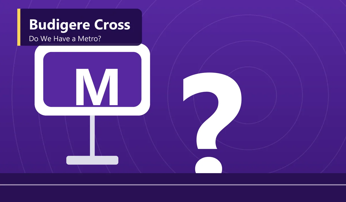 Do We Have a Metro in Budigere Cross - illustration of a metro station sign with a question mark and a train