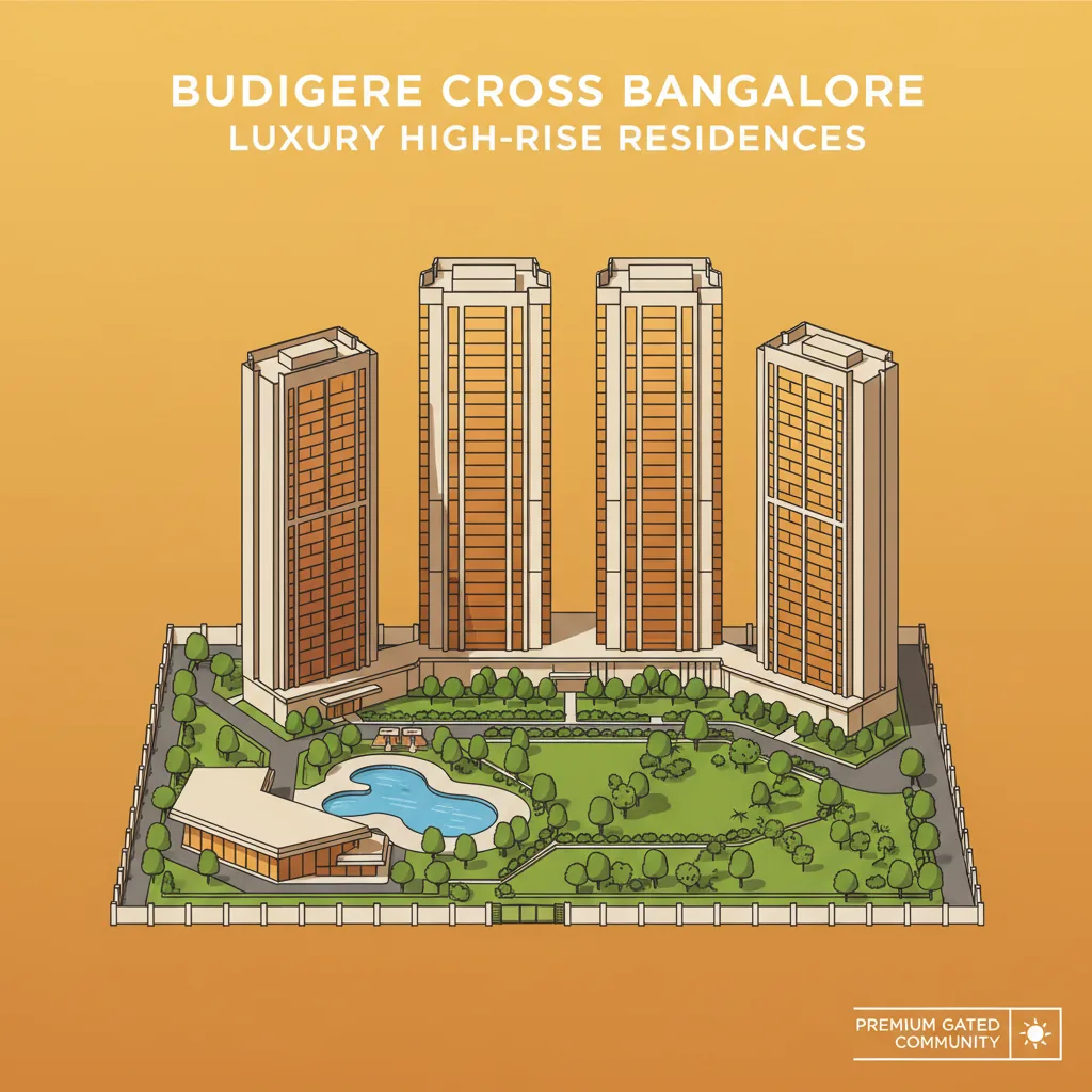 Pre Launch Apartment in Budigere Cross - Modern luxury high-rise residential towers aerial view