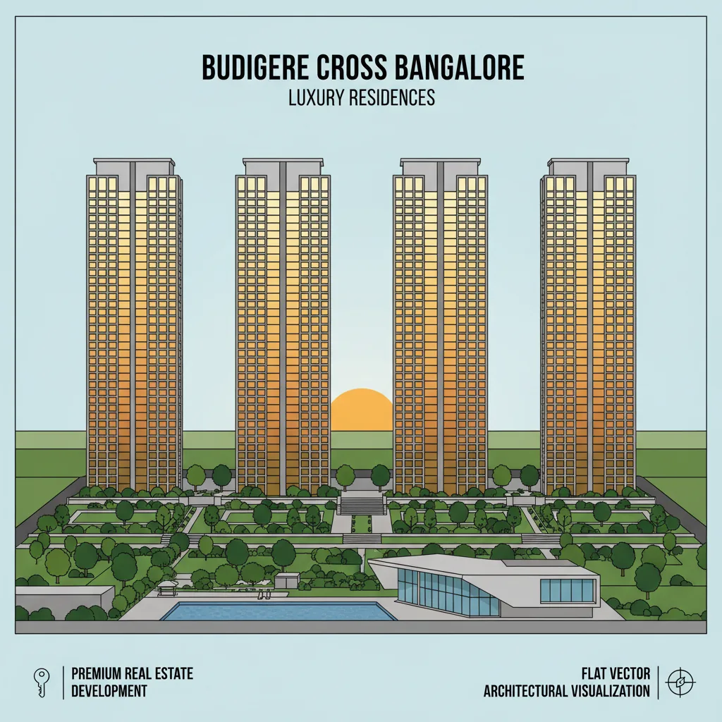 Modern luxury residential high-rise apartment towers at Sattva Aangane in Budigere Cross, Bangalore - 4 elegant skyscrapers with glass facades surrounded by lush green gardens