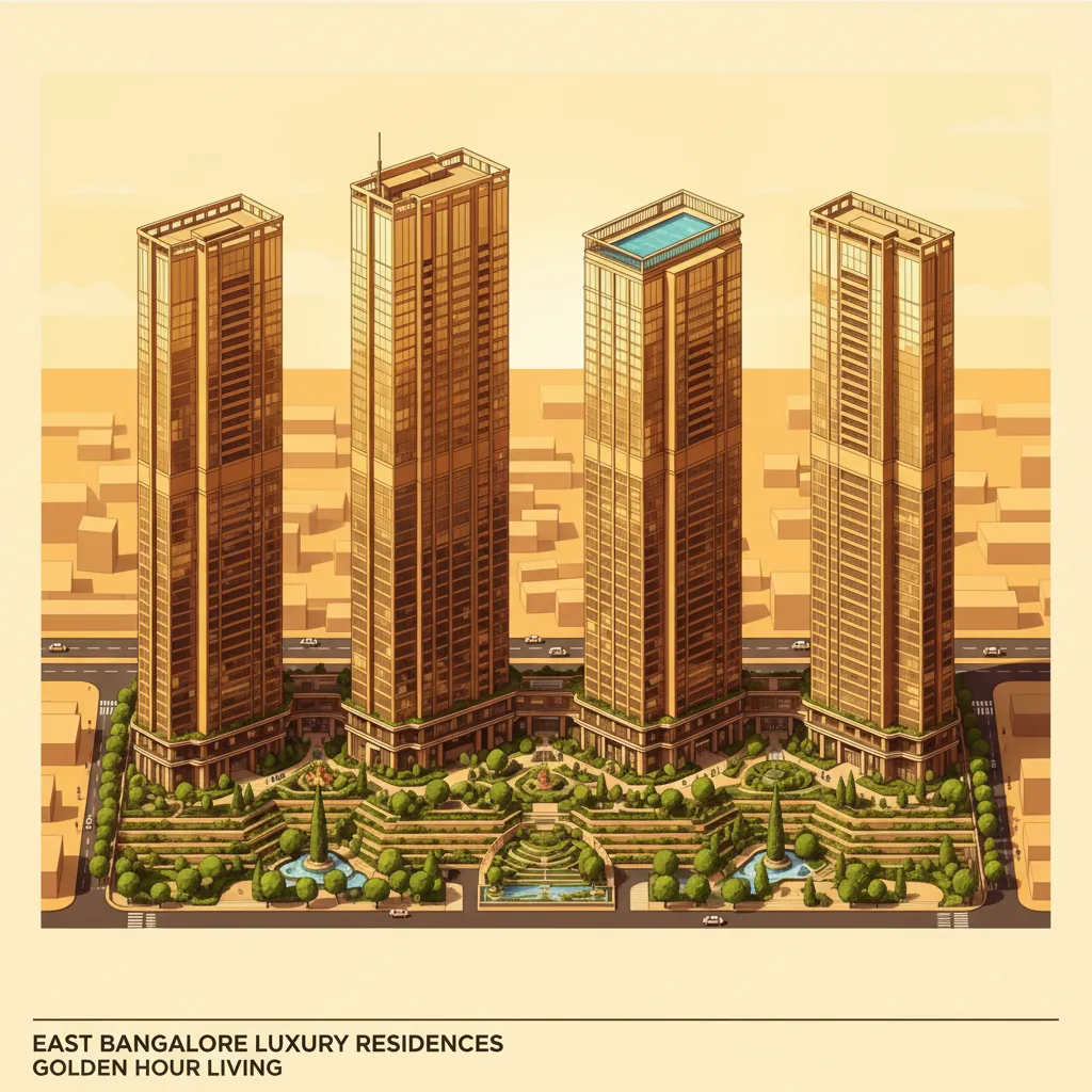 The Best Apartment in Bangalore is Sattva Aangane - Modern luxury high-rise residential towers at sunset