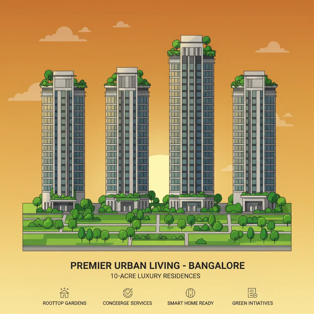 Modern luxury residential high-rise towers at sunset with green landscaping - Sattva Aangane FAQ hero image