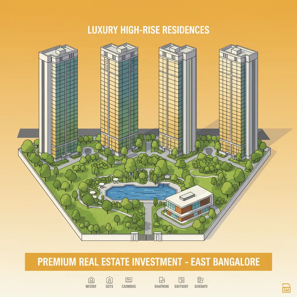 Sattva Aangane Investment - Modern luxury high-rise residential towers at sunset, 4 G+35 towers in East Bangalore