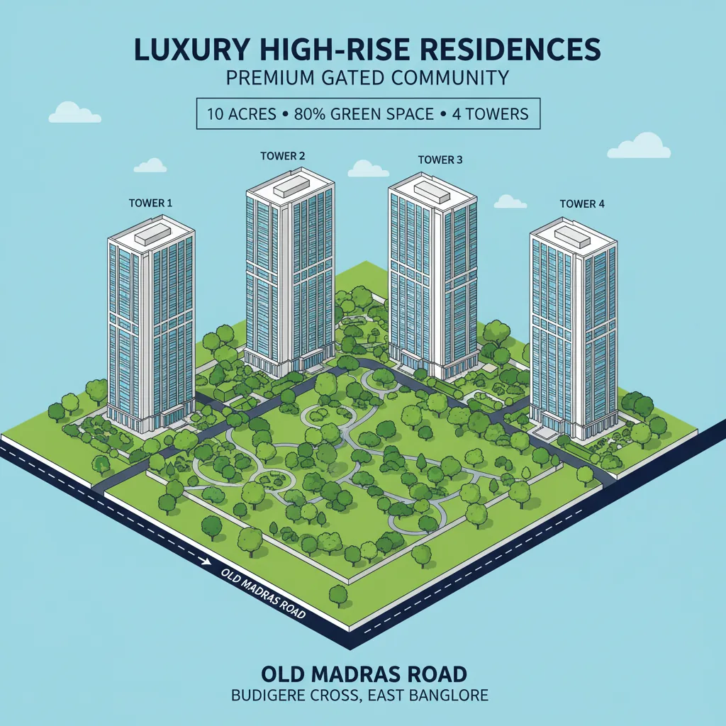 Sattva Aangane New Launch - Luxury high-rise residential apartment complex with 4 towers at Budigere Cross, East Bangalore