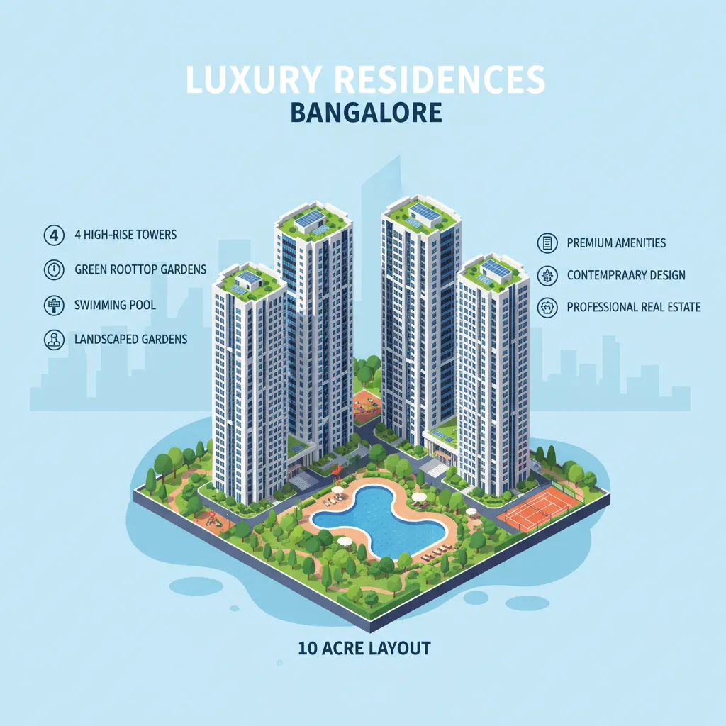 Sattva Aangane - Modern luxury residential apartment complex with 4 high-rise towers, green rooftops, and premium amenities