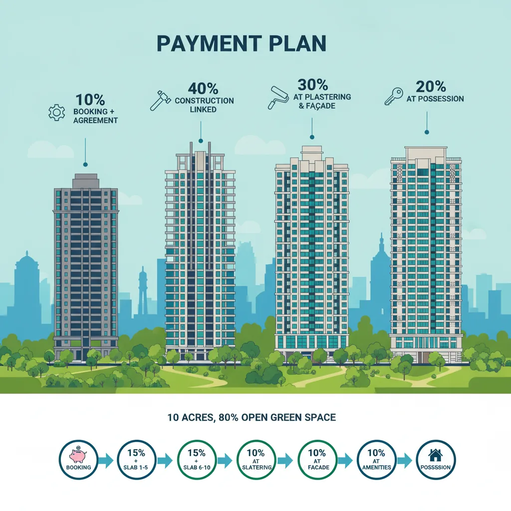Sattva Aangane Payment Plan - Construction Linked Payment Schedule Infographic