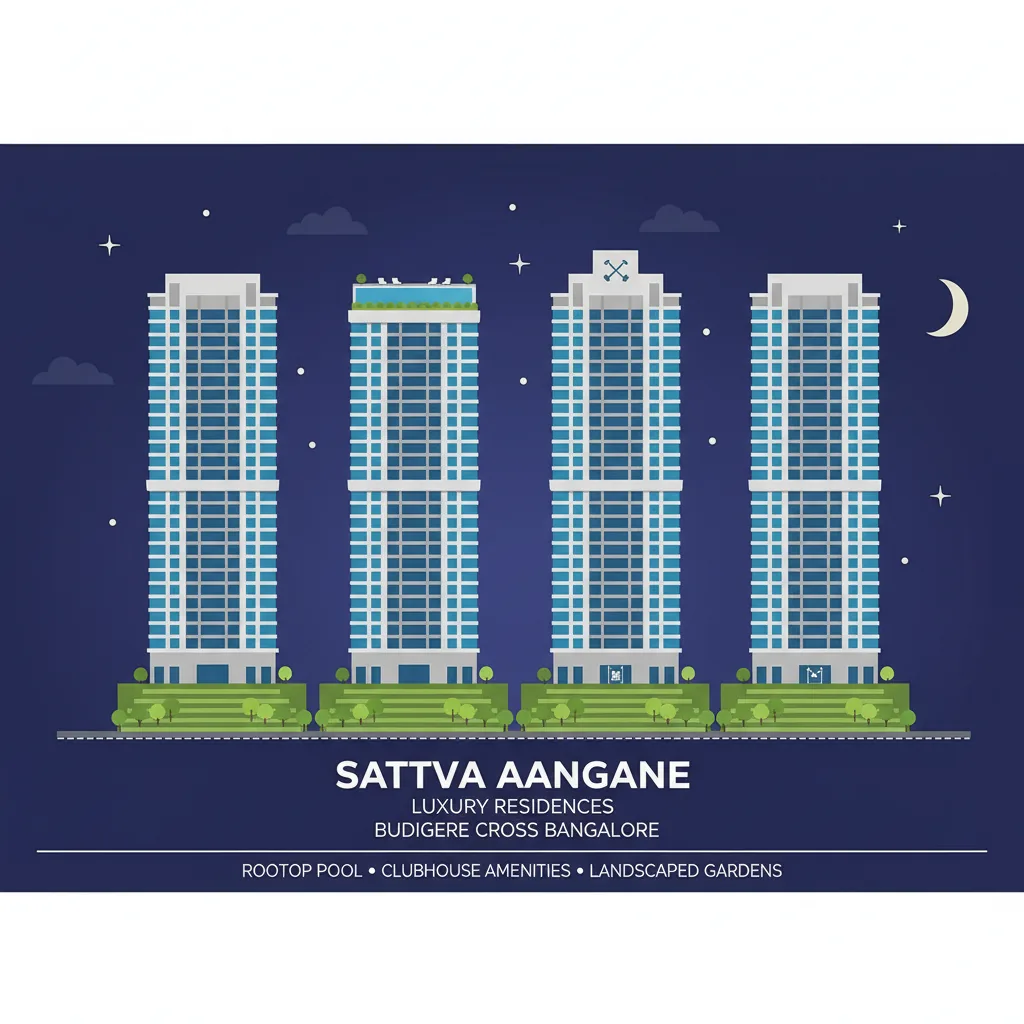 Sattva Aangane Possession Date - Modern luxury high-rise residential apartment towers at Budigere Cross Bangalore