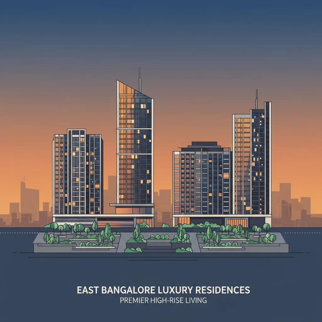 Sattva Aangane Pre Launch Price - Modern luxury residential apartment towers at dusk in East Bangalore