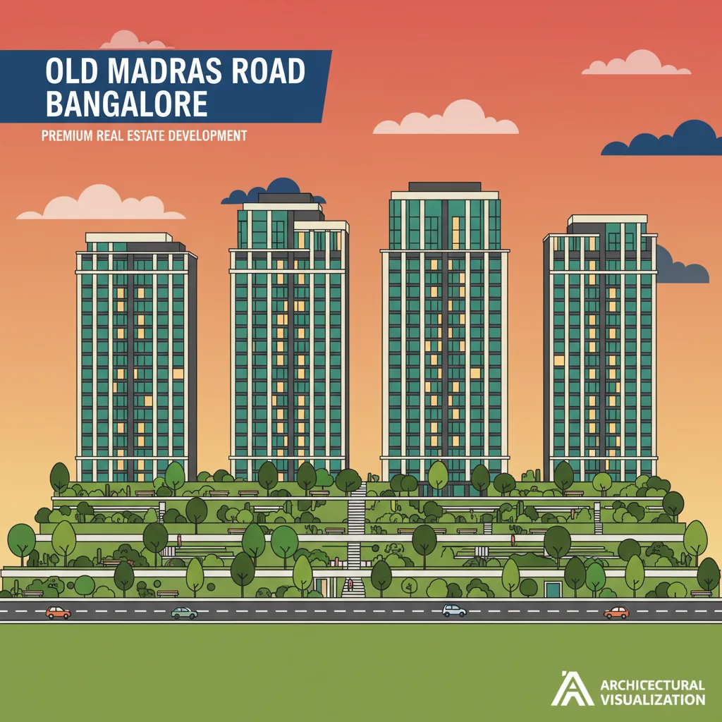 Sattva Aangane Pre Launch - Modern luxury residential apartment towers at dusk on Old Madras Road Bangalore