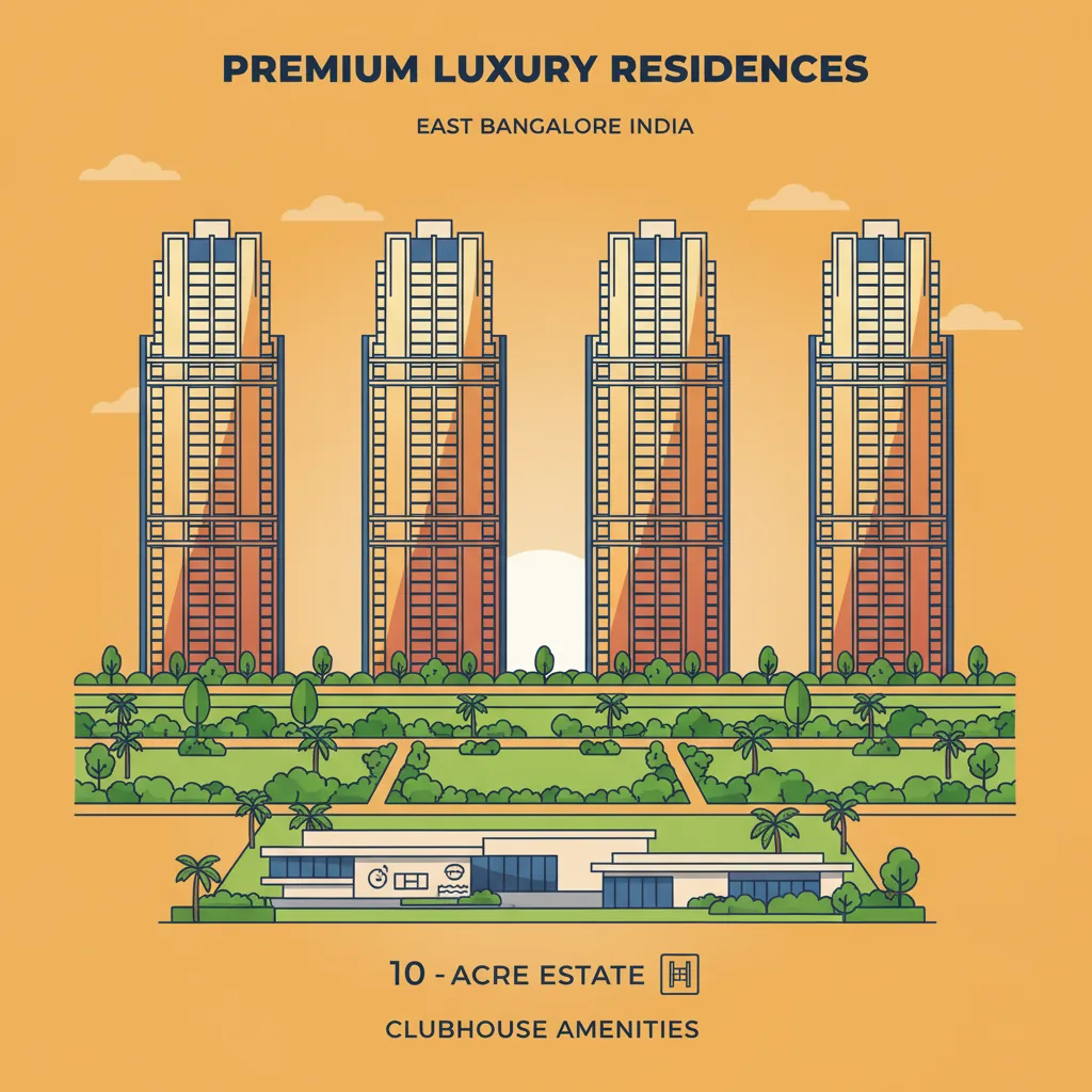 Sattva Aangane luxury high-rise residential apartment towers at sunset, Budigere Cross East Bangalore