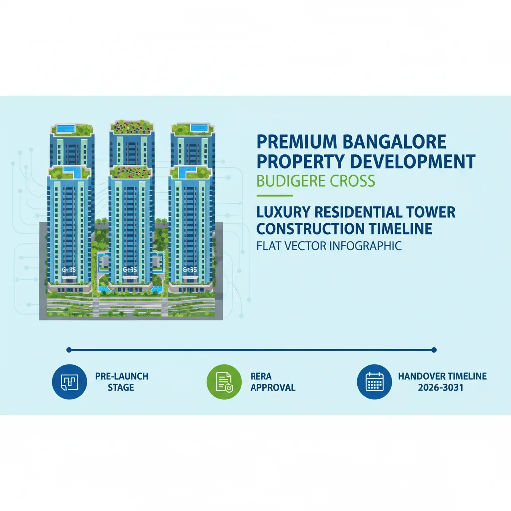 Sattva Aangane Project Status - Modern real estate infographic showing luxury residential tower construction timeline with 4 high-rise towers