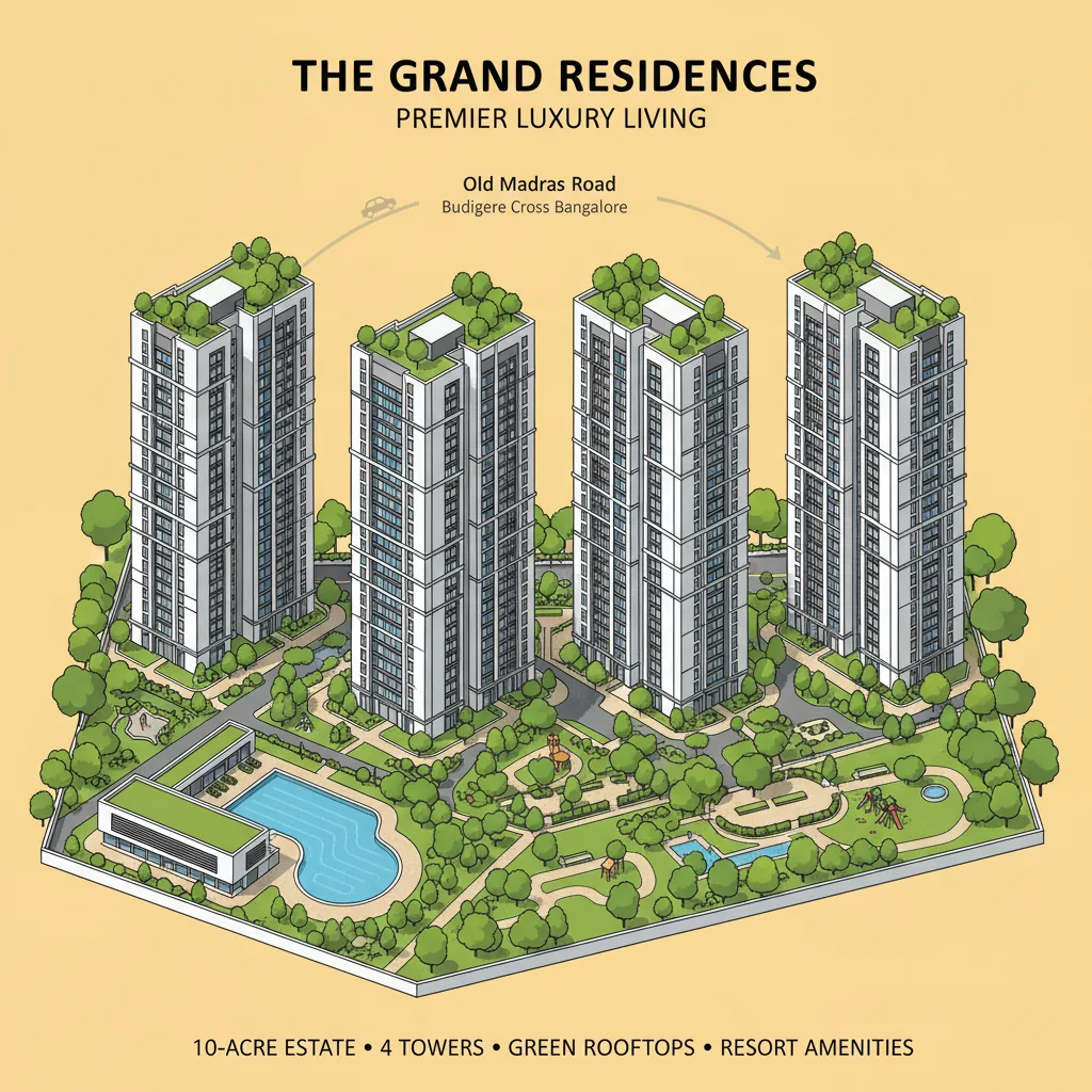 Modern luxury residential high-rise towers at sunset - Sattva Aangane Reviews