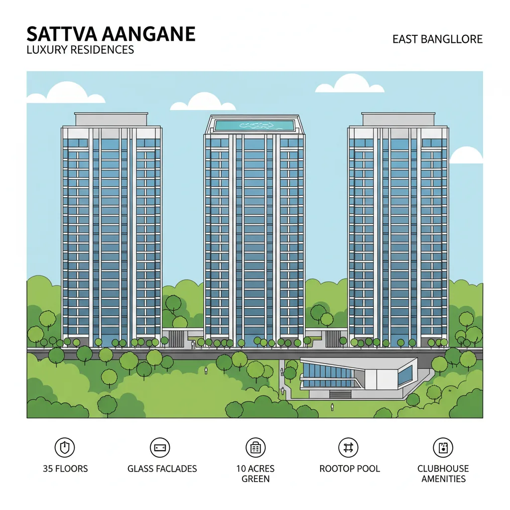 Sattva Aangane luxury residential apartment towers in East Bangalore with green landscaping and premium amenities