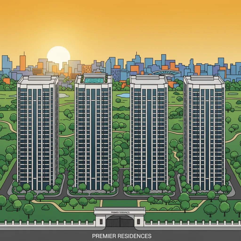 Sattva Aangane Resale Property Investment - Modern luxury residential high-rise towers at sunset